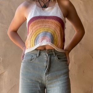 American Eagle Rainbow Halter Top